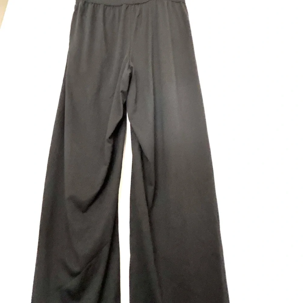 JUST BE Black Jumpsuit V-Neck Wide Leg Empire Waist Polyester Spandex Size 1X